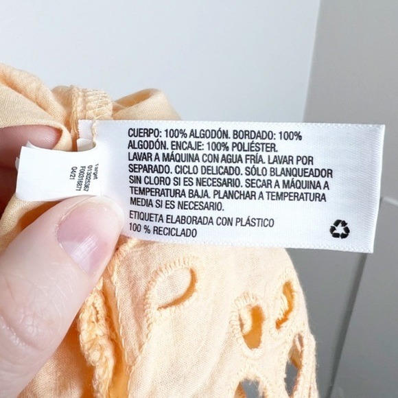 NWT Universal Thread Peach Eyelet Square Neck Long Sleeve Crop Blouse Women - Picture 16 of 16